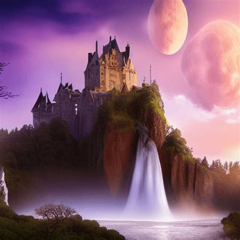 Fantasy Landscapes With Castles Waterfalls Moons And Snow · Creative