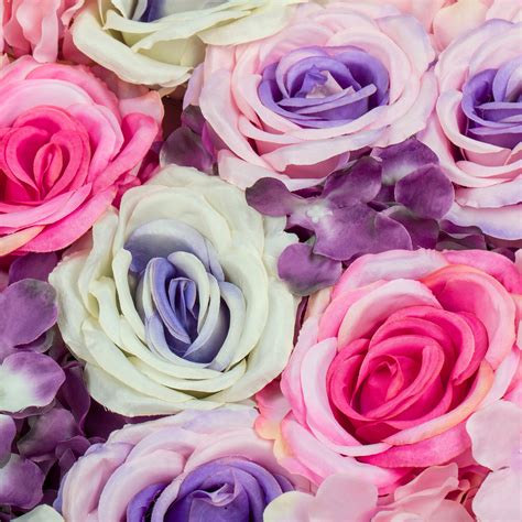 Silk Roseshydrangeas Flower Wall Backdrop Panel Lavender And Pink And P