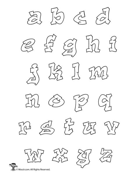 Printable Graffiti Bubble Letters Alphabet Woo Jr Kids Activities