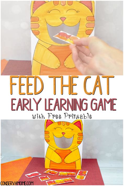 Feed The Cat Early Learning Game With Free Printable Conservamom