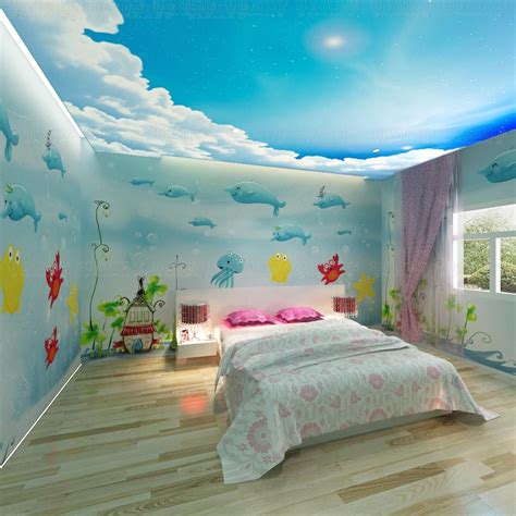 Free Shipping 3d Wallpaper Dolphin Cartoon Child Real Background Wall