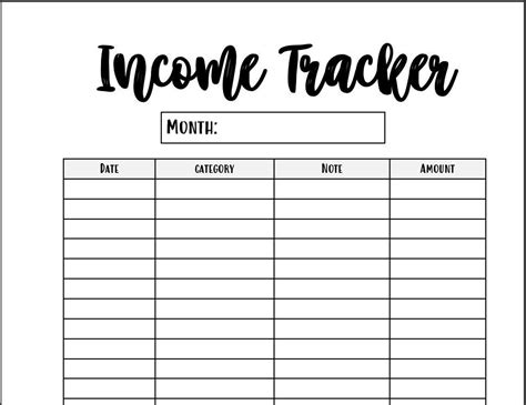 Income Tracker Printable Etsy