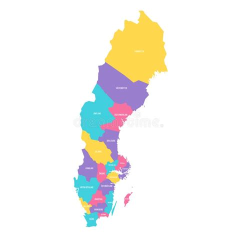 Sweden Political Map Of Administrative Divisions Stock Vector