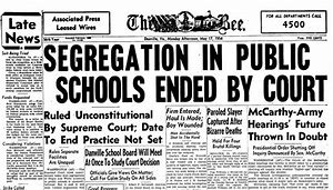 Image result for Supreme Court unanimously ruled for school integration in Brown vs. Board of Education of Topeka.