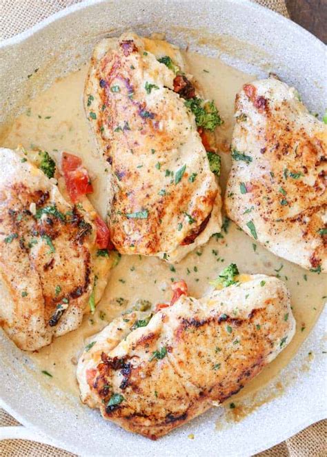 No dry, flavorless chicken here—you'll want to make everything from crispy cutlets to flavorful soups. Broccoli Cheese Stuffed Chicken Breast Recipe - Valentina ...