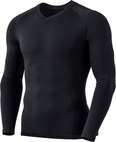 tsla men s thermal v neck long sleeve compression shirts athletic base layer top winter gear