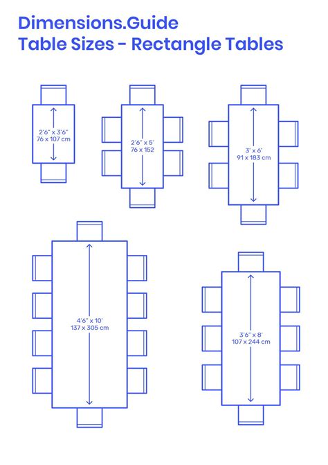 Room can be left for table service in. Rectangle Tables - Size Variations | Dining table dimensions, Dining table sizes, Dining table ...