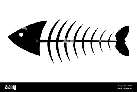 Fish Icon Skeleton Vector Flat Symbol Fish Bone Silhouette Black On