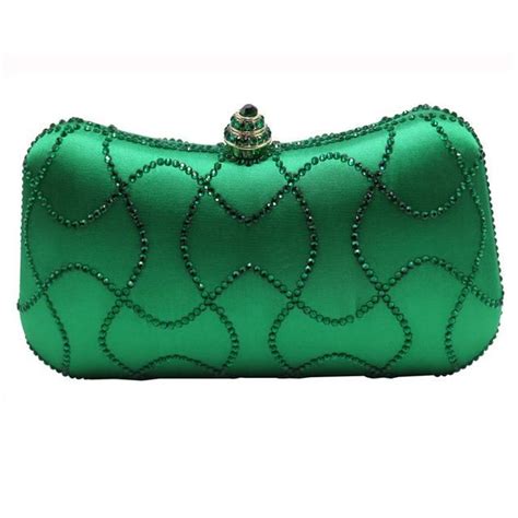 Flower Emerald Dark Green Rhinestone Crystal Clutch Evening Bags Women