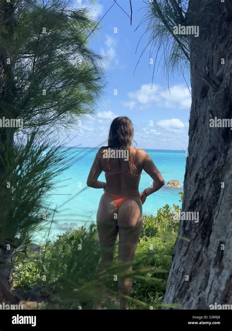 Woman In Thong Bikini On An Island Stock Photo Alamy