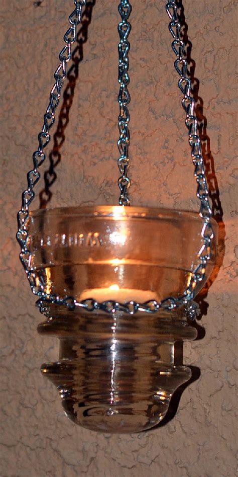 Vintage Electrical Glass Insulator Hanging Candle Holder Electric