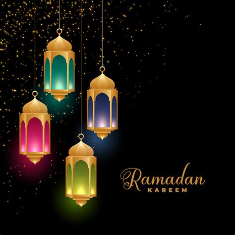 Golden Colorful Islamic Lanterns Ramadan Kareem Background Download
