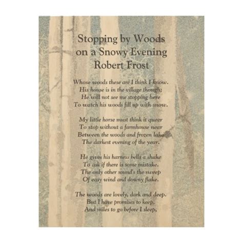 Stopping By Woods Snowy Evening Robert Frost Poem Wood Wall Art Zazzleca