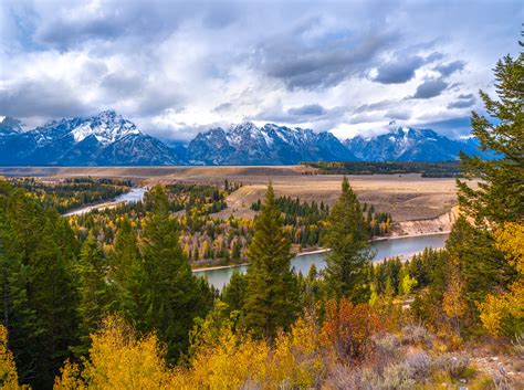 Snake River Overlook Grand Teton National Park Autumn Colors And Snow