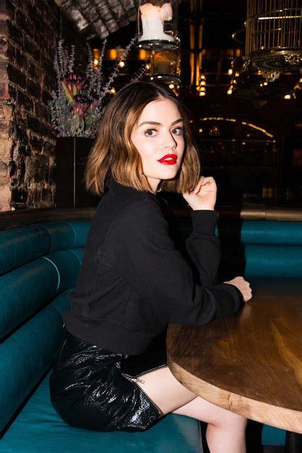 Lovely Ladies In Leather Lucy Hale In A Leather Mini Skirt All Black