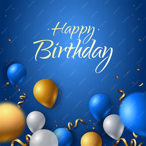 Premium Vector Happy Birthday Blue Background With Balloons And Sign