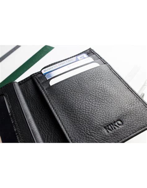 Kiko Leather Slimfold Passcase Leather Wallet In Black Digs N Ts