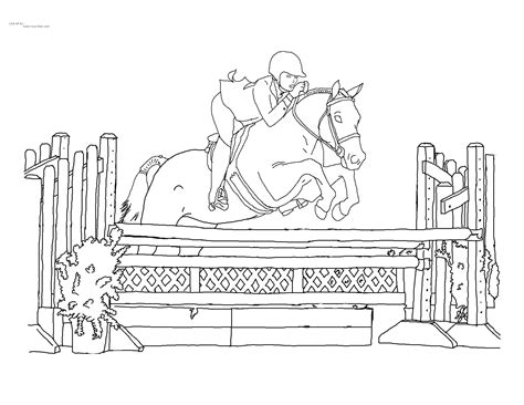 Horseback Riding Through The Obstacles Coloring Pages For Kids Bfv