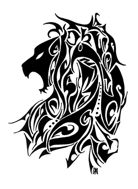 Great Black Tribal Lion Tattoo Design Tattooimagesbiz