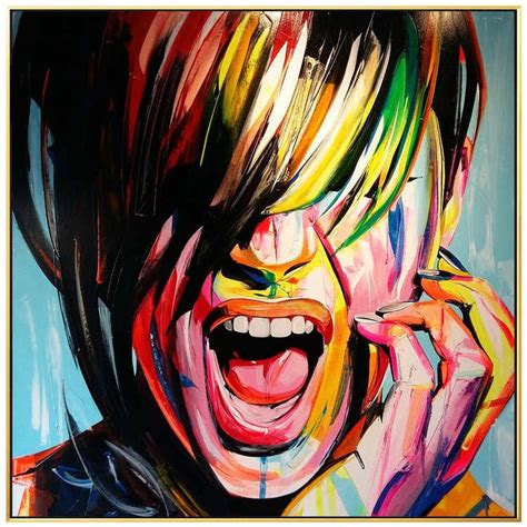 Abstract Palette Knife Portrait Women Face Acrylic Painting People