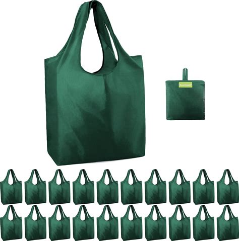 Beegreen 20 Pack Dark Green Reusable Grocery Bags Bulk Diy