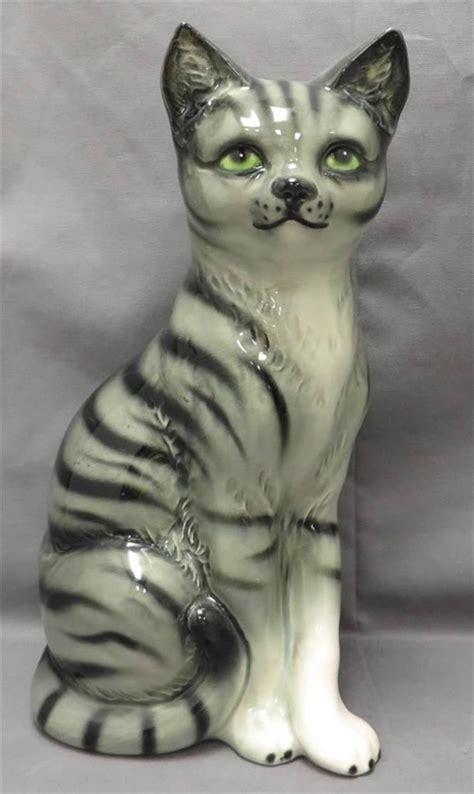 Goebel Cat Figurine 11 Gray Black Stripe Kitten Green Eyes W Germany