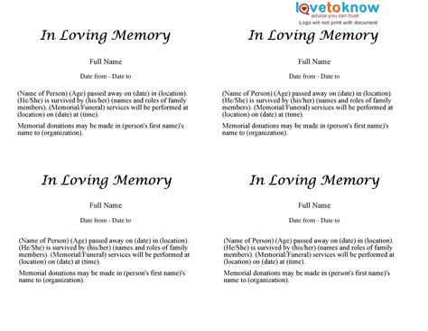 Sample Obituary Template