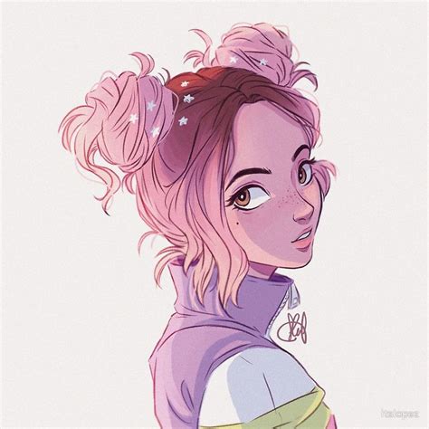 Drawing manga girl, manga character with angie art manga. 'Cotton Candy Space Buns' Art Board Print by itslopez ...
