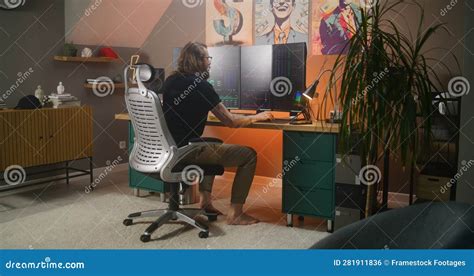 Concentrated Male Trader Analyzes Real Time Stocks On PC Stock Photo Image Of Graph Chart