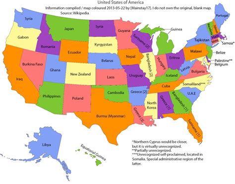 50 States Of America Map
