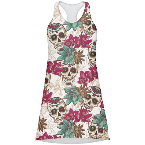 Sugar Skulls And Flowers Racerback Dress Personalized Youcustomizeit