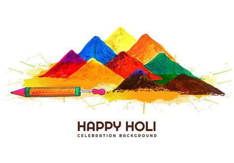 Holi Card With Piles Of Gulal And Pichkari 701665 Vector Art At Vecteezy