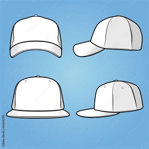 Front And Side Views Of A Normalfitted Caphat Stock Vector Adobe Stock