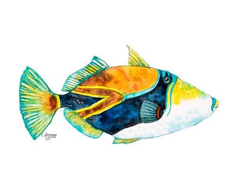 Trigger Fish Art Print Hawaiian Fish Or Tropical Decor Aka Etsy