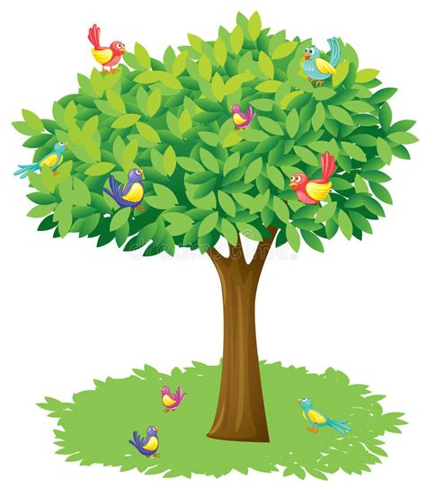 Descarga fotos de arboles frondosos. A tree and birds stock vector. Illustration of branch ...