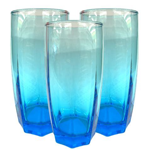 drinking glasses 16 oz sky blue 6 glass tumblers 2 pack