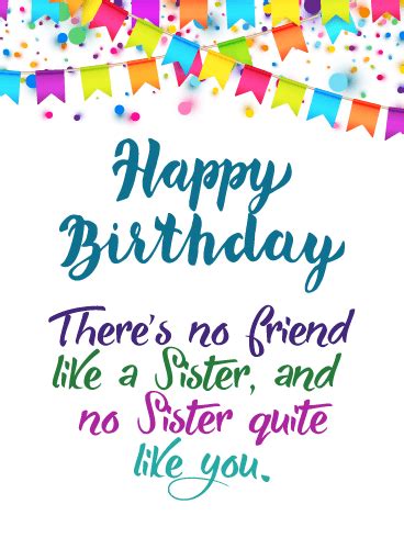 What to say to a special sister on her birthday. This wonderful happy birthday card will really touch your ...