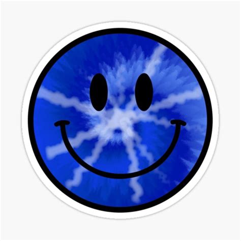 Tie Dye Happy Face Blue Smiley Face Blue Tie Die Classic Sticker For