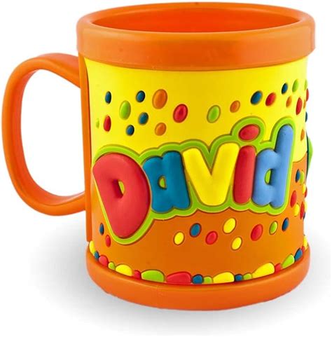My Name David Orange 3d Mug For Kids Plastic Drinking Mug Uk