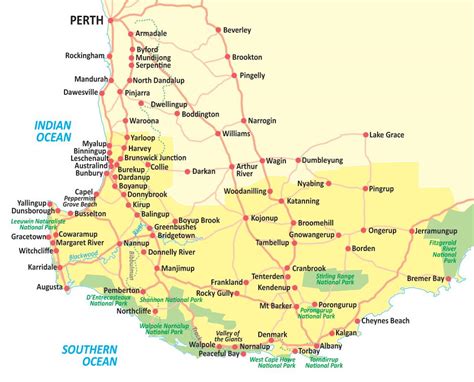 South Western Australia Map Map Of South Western Australia Australia