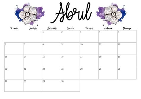 Abril 2020 Descarga Este Lindo Calendario Calendario Plantilla De
