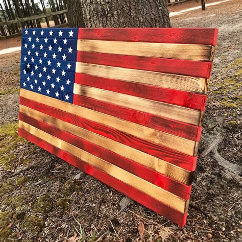 Wooden Burnt American Flag Rustic American Flag Scorched Etsy