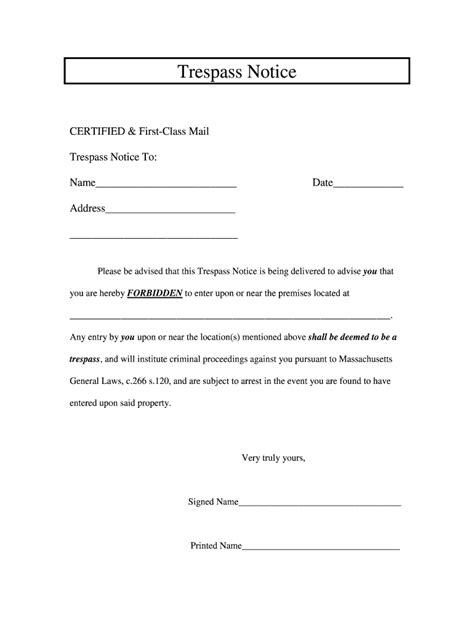 Free Printable No Trespassing Letter Fill Out And Sign Online Dochub