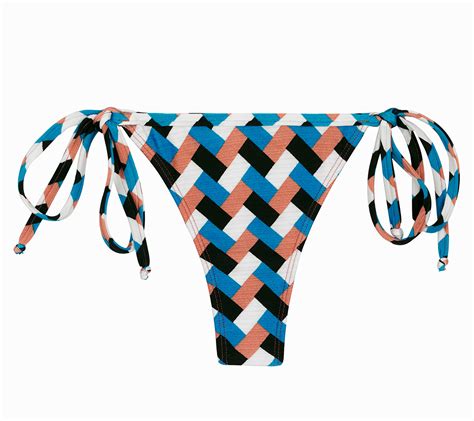 Colorful Geometric Side Tie String Bikini Bottom Bottom Geometric