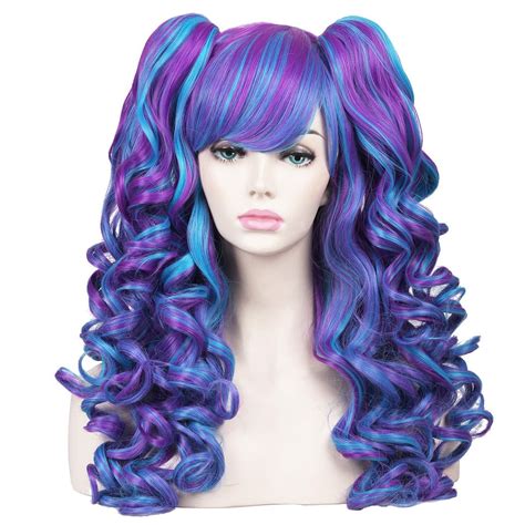 Colorground Long Curly Cosplay Wig With Ponytails Best Halloween