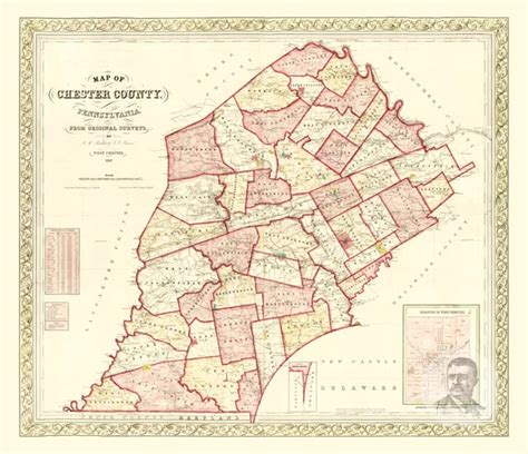 🗺️ Chester County Pennsylvania 1847 Land Ownership Map Old Map Of