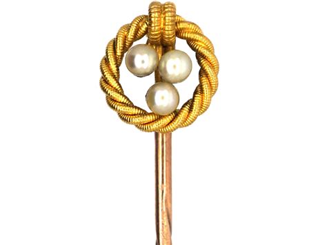 Edwardian 15ct Gold And Natural Pearl Tie Pin 287s The Antique