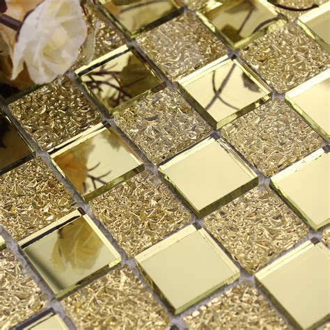 Wholesale Mirror Tile Backsplash Gold Vitreous Glass Mosaic Wall Tiles