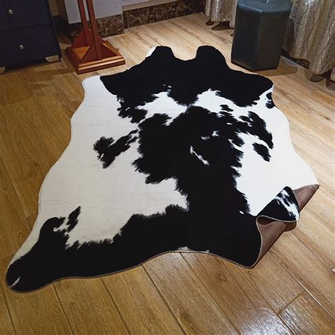Mustmat Cute Cow Print Rug Black And White Faux Cowhide Rugs Animal