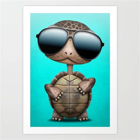 Cool Baby Turtle Wearing Sunglasses Art Print By Jeffbartels Society6